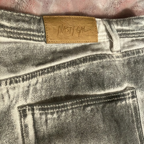 Nasty Gal Collection Grey and White Wash Denim Jeans Size 14 Wide Leg - Picture 6 of 7